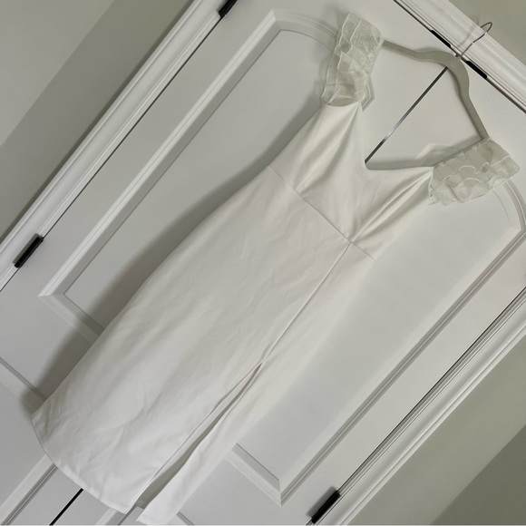 Lulus Angelic Appearance White Ruffled Bodycon Midi - Picture 4 of 7